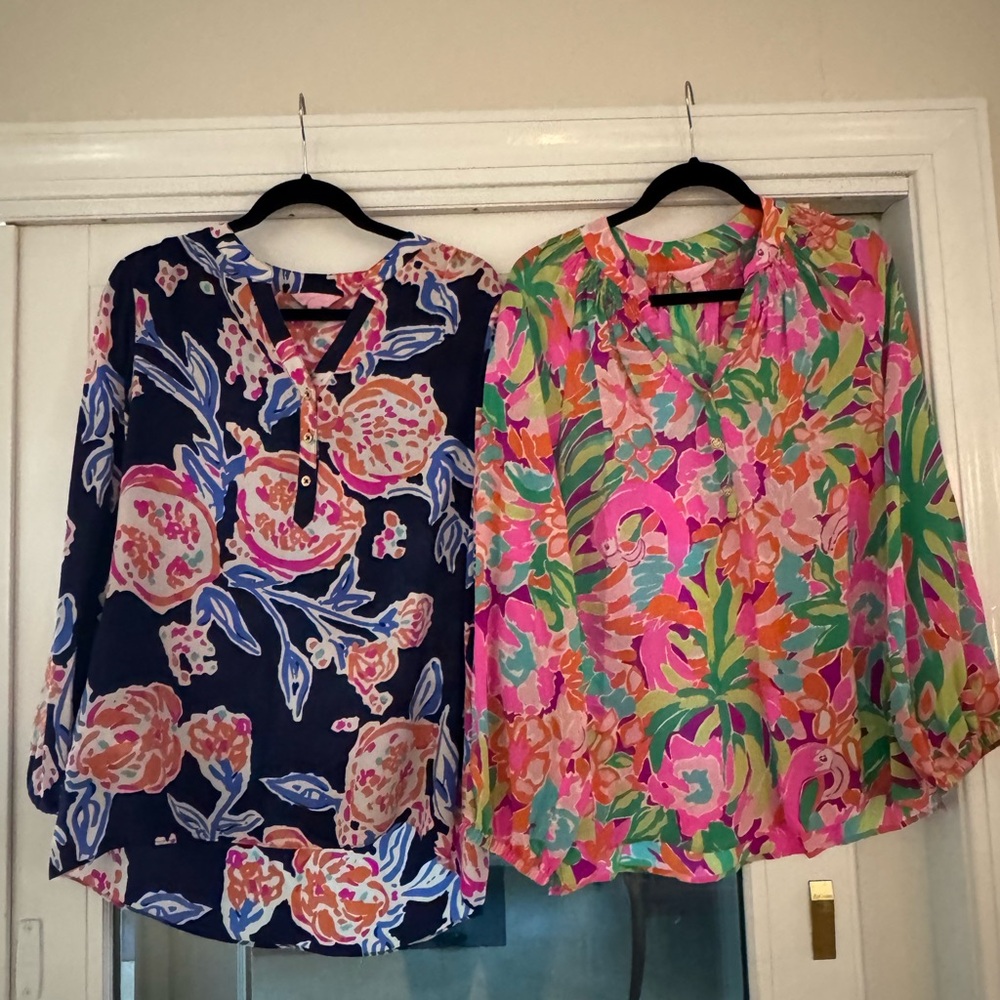 Two Lilly Pulitzer Blouses. Gently worn. Dry cleaned. But both for $20.